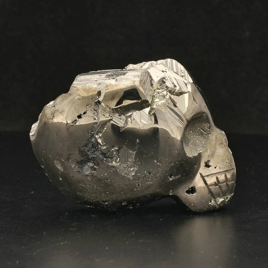 Buy your Unique Pyrite Carved Skull: Protection, Prosperity, and Ancient Magic online now or in store at Forever Gems in Franschhoek, South Africa