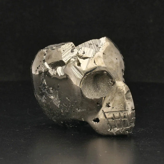 Buy your Unique Pyrite Carved Skull: Protection, Prosperity, and Ancient Magic online now or in store at Forever Gems in Franschhoek, South Africa