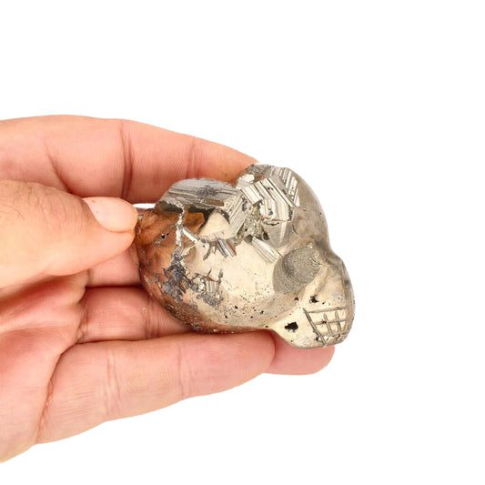 Buy your Unique Pyrite Carved Skull: Protection, Prosperity, and Ancient Magic online now or in store at Forever Gems in Franschhoek, South Africa