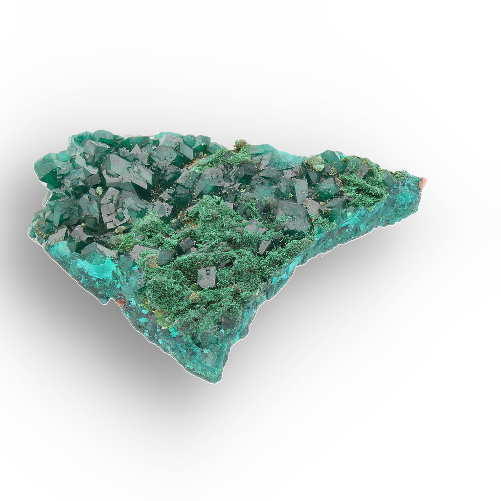 Kimbedi Dioptase Crystal Plate with Malachite & Plancheite