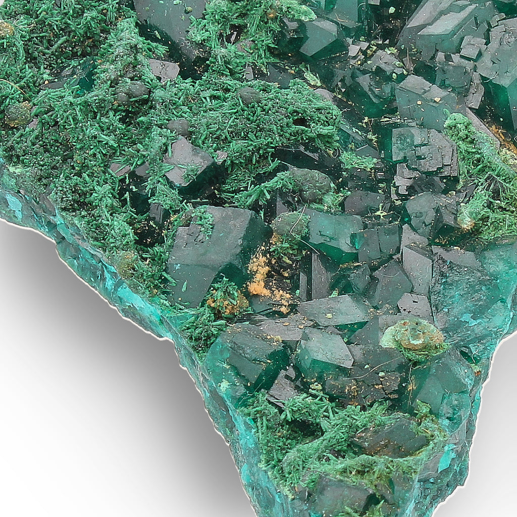 Kimbedi Dioptase Crystal Plate with Malachite & Plancheite