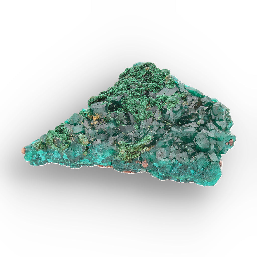 Kimbedi Dioptase Crystal Plate with Malachite & Plancheite