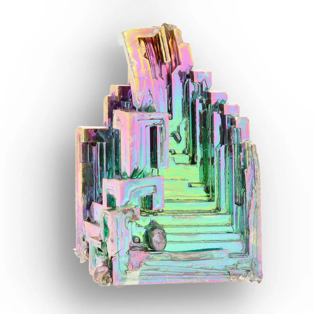 Get your Iridescent Bismuth Crystal – Unique Metallic Rainbow Specimen online now or in store at Forever Gems in Franschhoek, South Africa