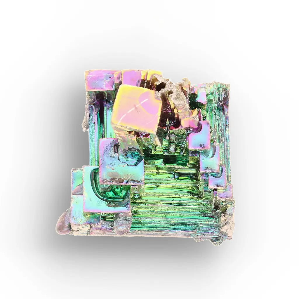 Get your Iridescent Bismuth Crystal – Unique Metallic Rainbow Specimen online now or in store at Forever Gems in Franschhoek, South Africa