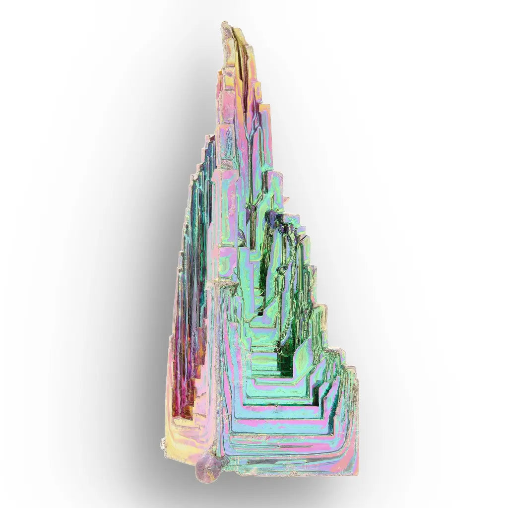 Get your Cosmic Bismuth Formation – Iridescent Geometric Crystal online now or in store at Forever Gems in Franschhoek, South Africa
