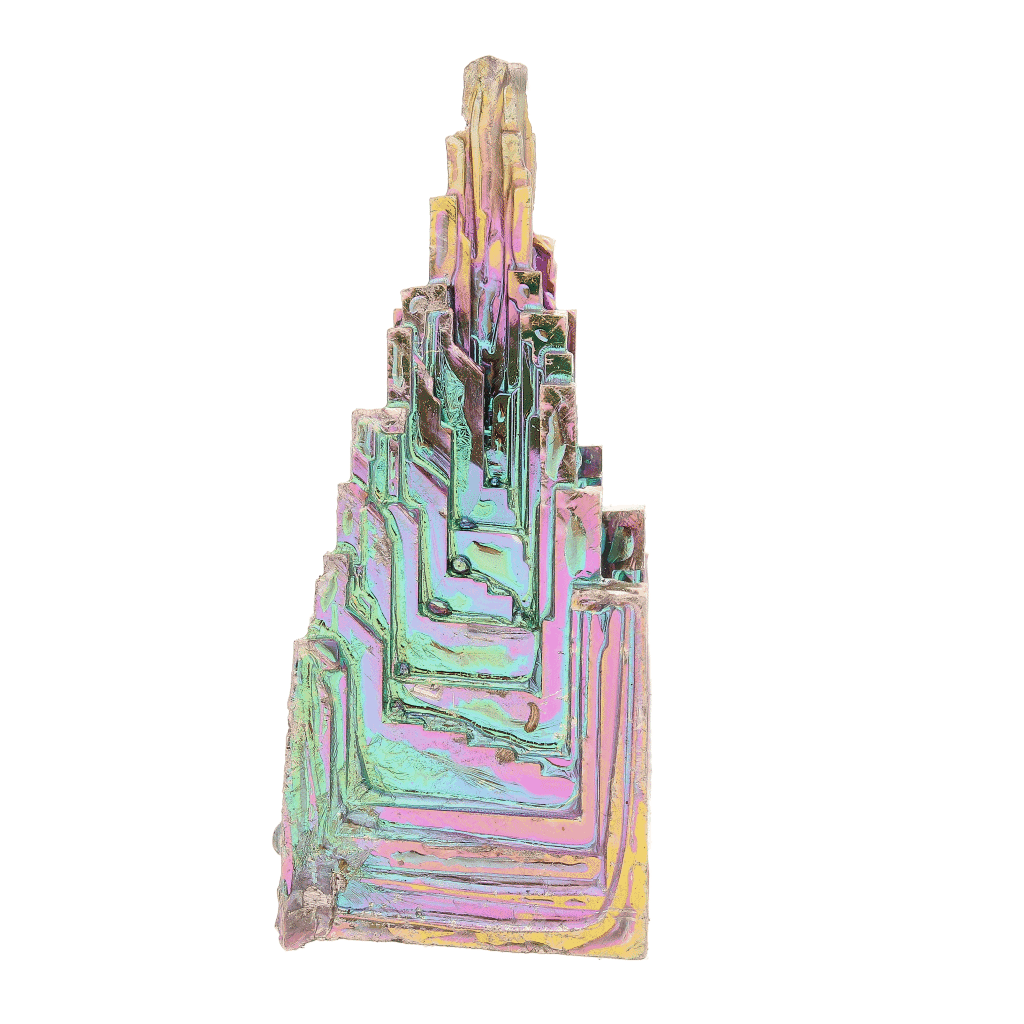Get your Futuristic Bismuth Crystal – Rainbow Geometric Metal Formation online now or in store at Forever Gems in Franschhoek, South Africa