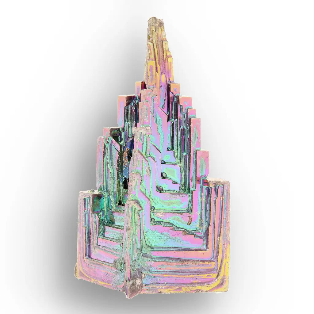Get your Futuristic Bismuth Crystal – Rainbow Geometric Metal Formation online now or in store at Forever Gems in Franschhoek, South Africa