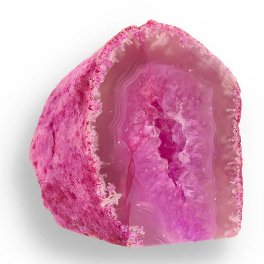Get your Vibrant Pink Agate Dyed Flat Base Geode online now or in store at Forever Gems in Franschhoek, South Africa