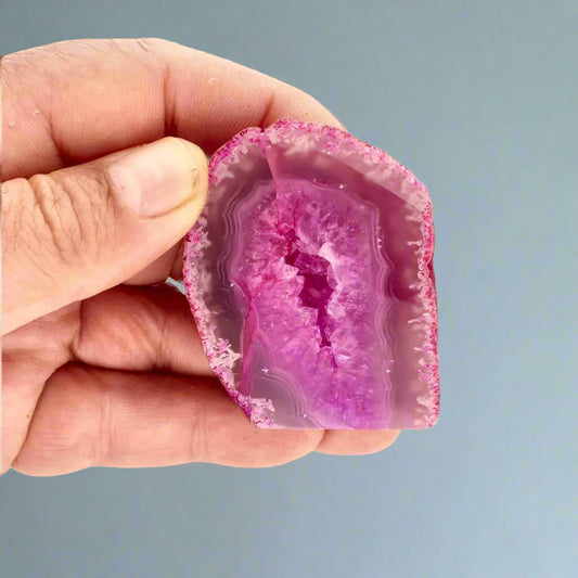 Get your Vibrant Pink Agate Dyed Flat Base Geode online now or in store at Forever Gems in Franschhoek, South Africa