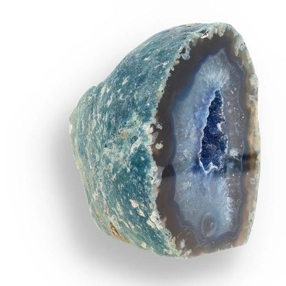 Get your Blue Agate Treasure - Dyed Brazilian Flat Base Geode online now or in store at Forever Gems in Franschhoek, South Africa
