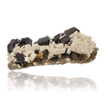 Buy your Schorl Black Tourmaline with Feldspar and Smoky Quartz online now or in store at Forever Gems in Franschhoek, South Africa