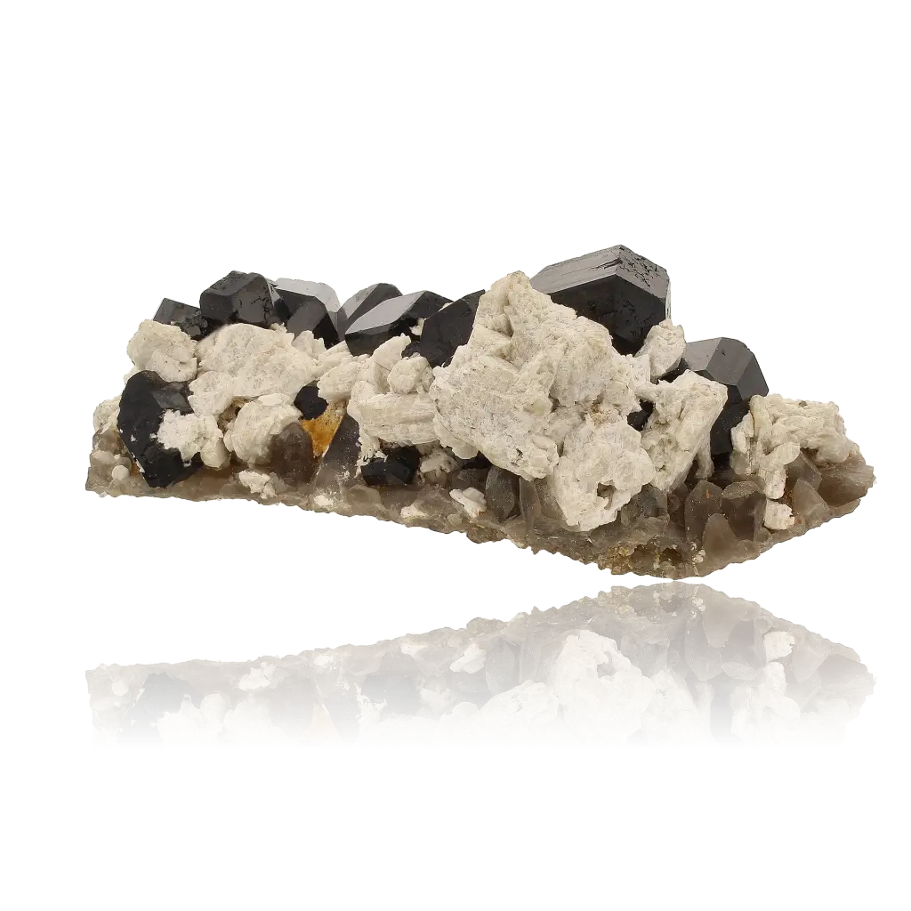 Buy your Schorl Black Tourmaline with Feldspar and Smoky Quartz online now or in store at Forever Gems in Franschhoek, South Africa
