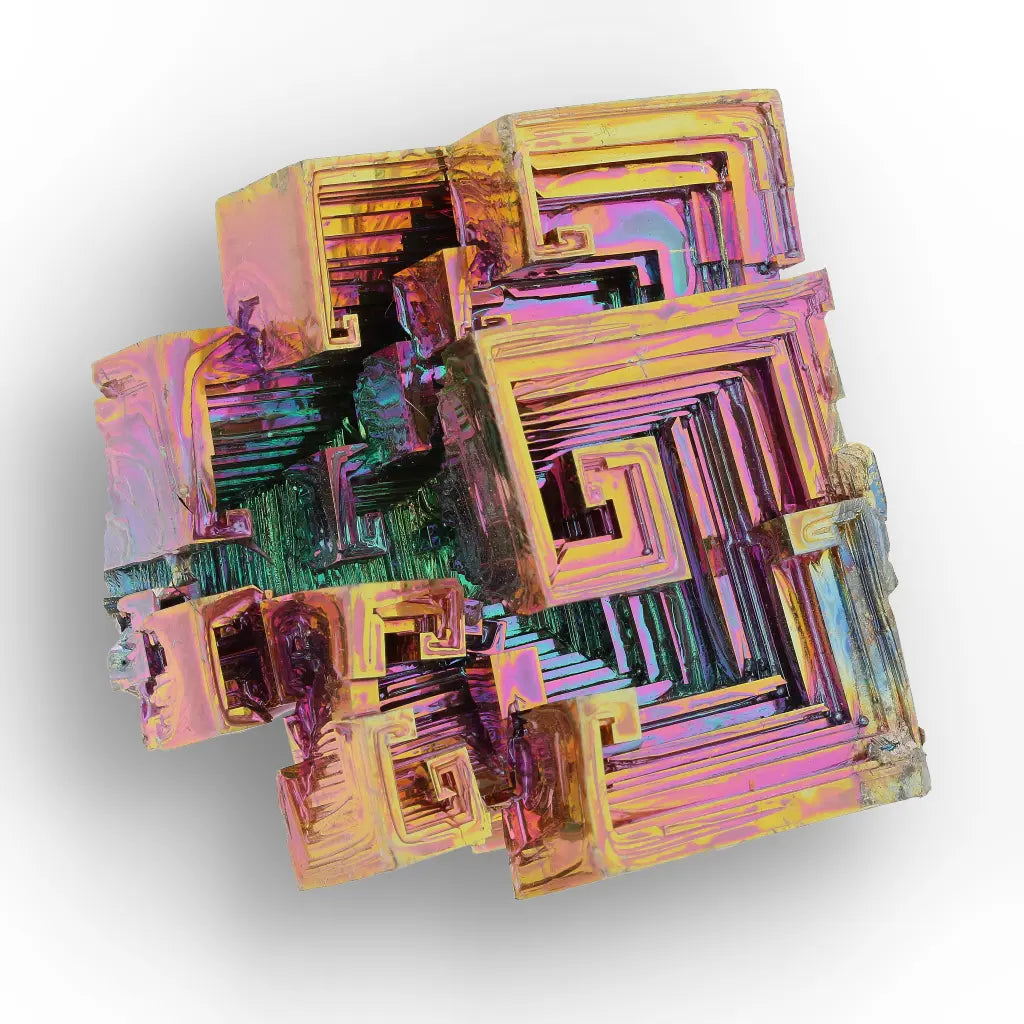 Get your Bismuth Crystal – Iridescent Geometric Hopper Cluster online now or in store at Forever Gems in Franschhoek, South Africa