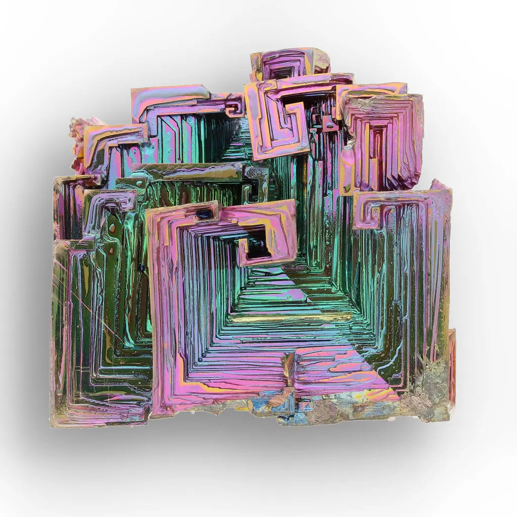 Get your Bismuth Crystal – Iridescent Geometric Hopper Cluster online now or in store at Forever Gems in Franschhoek, South Africa