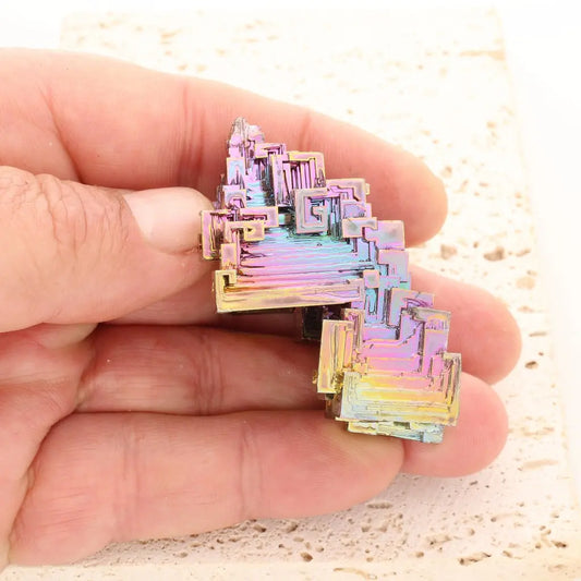Get your Bismuth Crystal – Rainbow Hopper Cluster with Geometric Growth online now or in store at Forever Gems in Franschhoek, South Africa