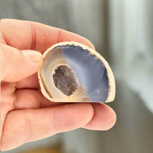 Get your Agate Geode - Stunning Brazilian Blue Grey Druzy Stone online now or in store at Forever Gems in Franschhoek, South Africa