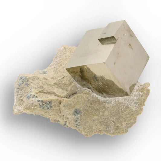 Get your Pyrite Cube in Matrix – Mirror-Finish Navajún Twin Formation online now or in store at Forever Gems in Franschhoek, South Africa