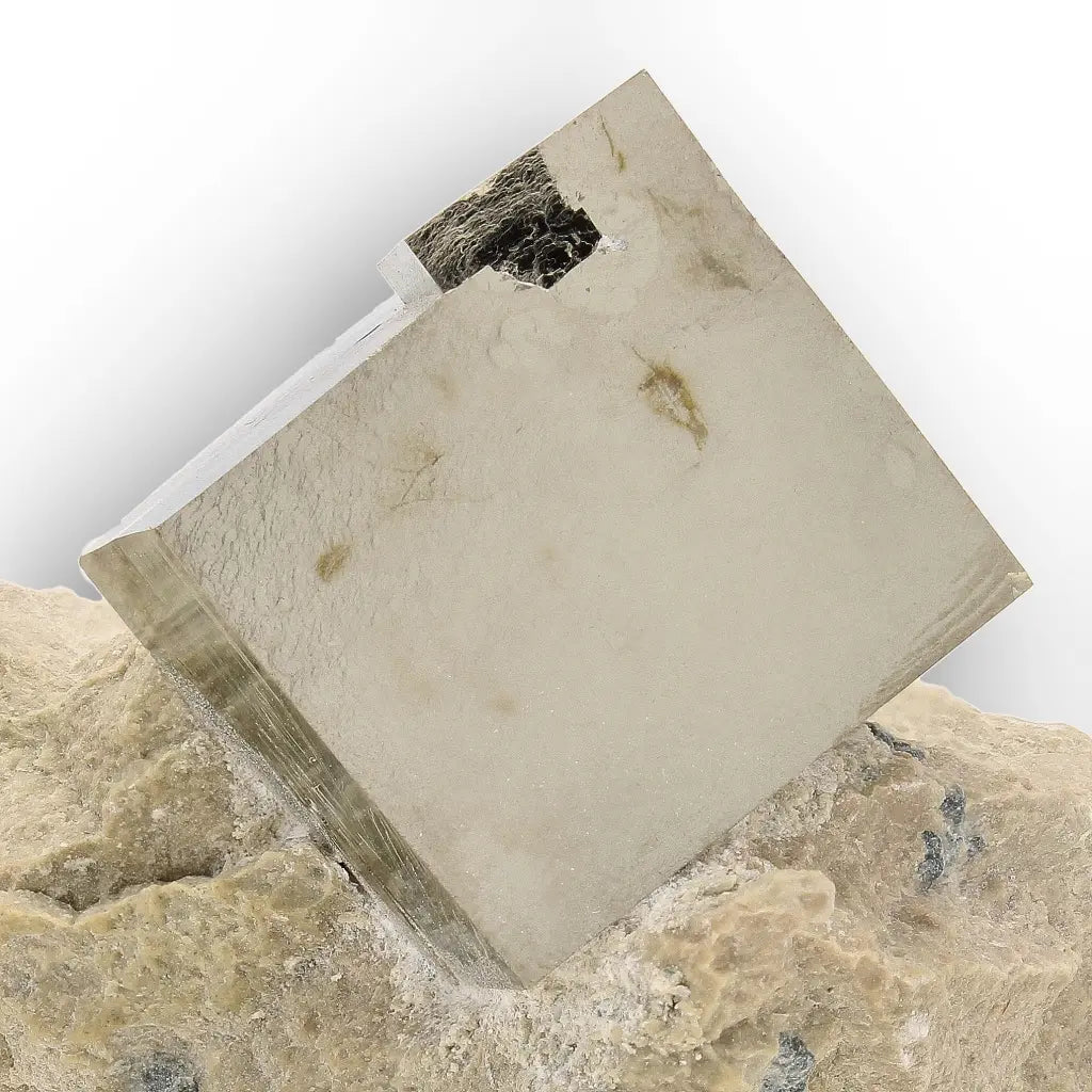 Get your Pyrite Cube in Matrix – Mirror-Finish Navajún Twin Formation online now or in store at Forever Gems in Franschhoek, South Africa