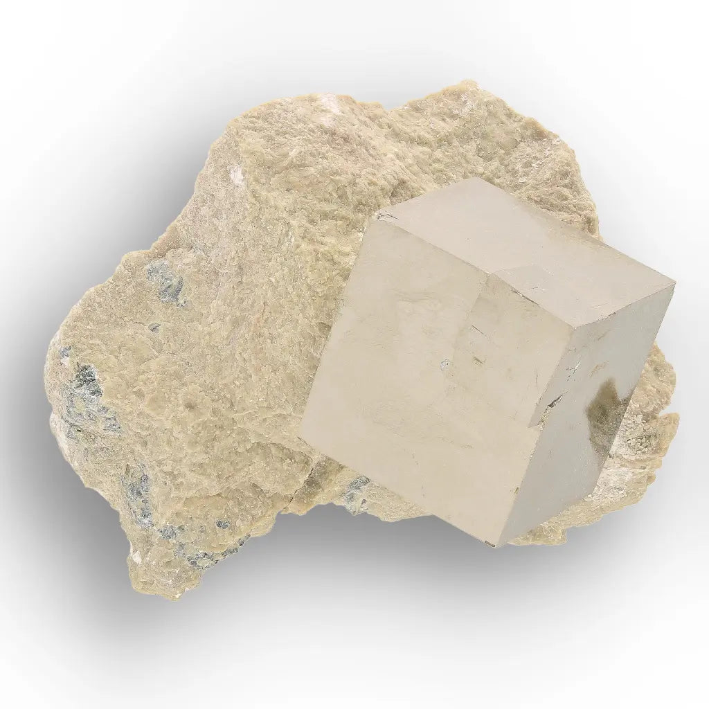 Get your Pyrite Cube in Matrix – Mirror-Finish Navajún Twin Formation online now or in store at Forever Gems in Franschhoek, South Africa