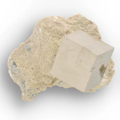 Get your Pyrite Cube in Matrix – Mirror-Finish Navajún Twin Formation online now or in store at Forever Gems in Franschhoek, South Africa