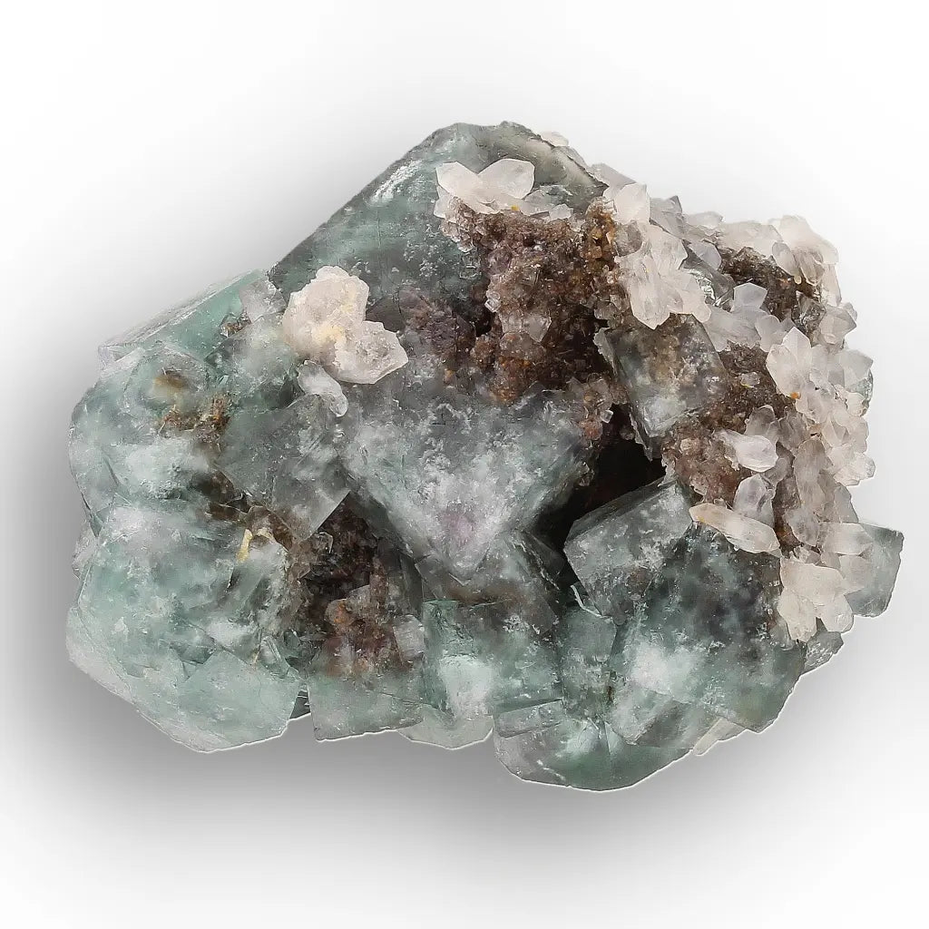 Sea Green Fluorite and Quartz from Okorusu Mine, Namibia
