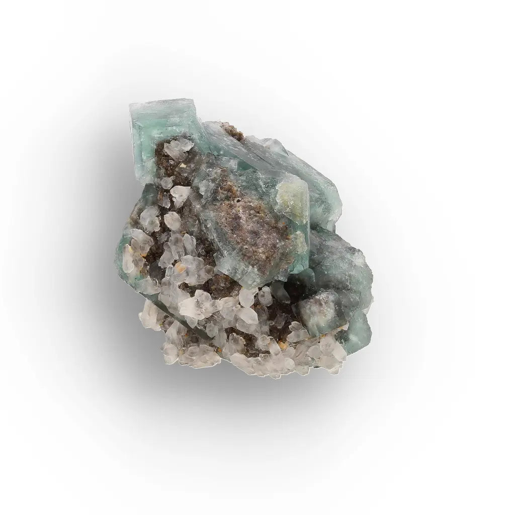 Sea Green Fluorite and Quartz from Okorusu Mine, Namibia