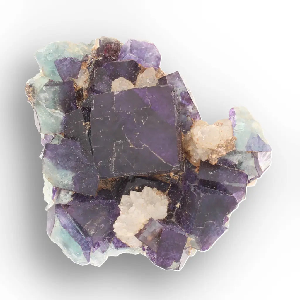 Purple & Blue-Green Fluorite with Quartz from Okorusu Mine, Namibia
