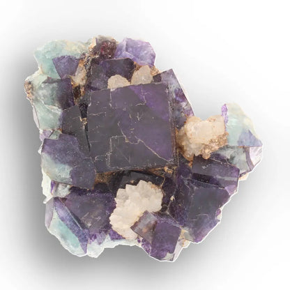 Purple & Blue-Green Fluorite with Quartz from Okorusu Mine, Namibia