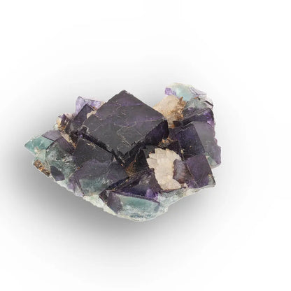 Purple & Blue-Green Fluorite with Quartz from Okorusu Mine, Namibia