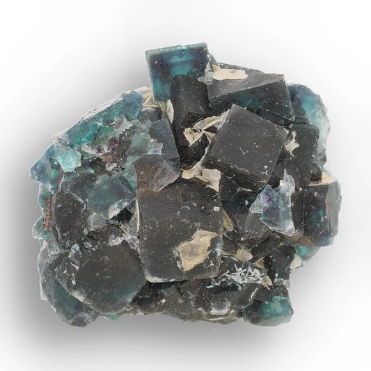 Deep Blue-Green Fluorite Cubes from Okorusu Mine, Namibia