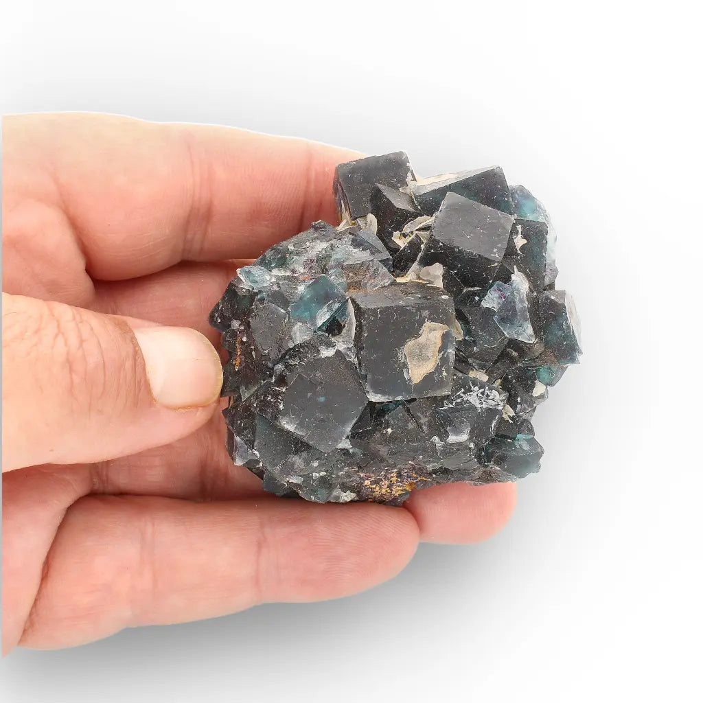 Deep Blue-Green Fluorite Cubes from Okorusu Mine, Namibia