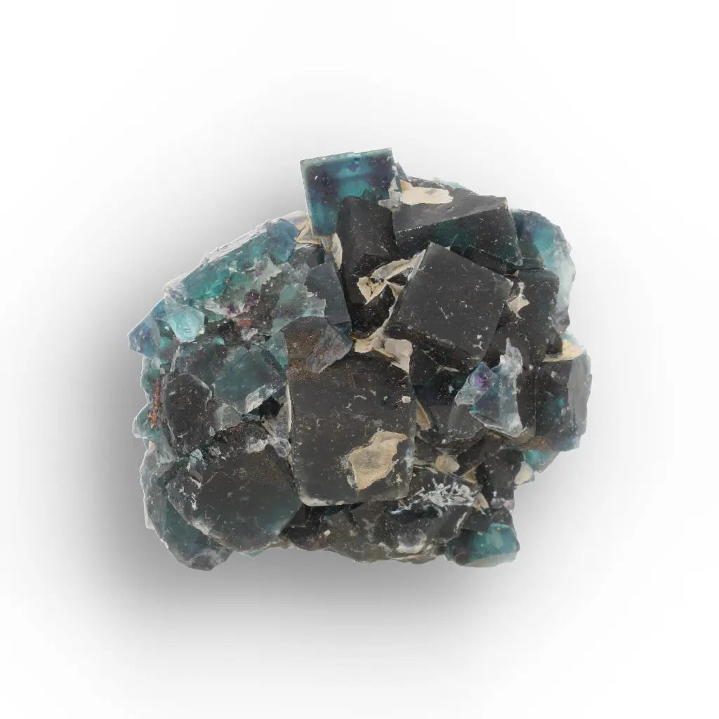 Deep Blue-Green Fluorite Cubes from Okorusu Mine, Namibia