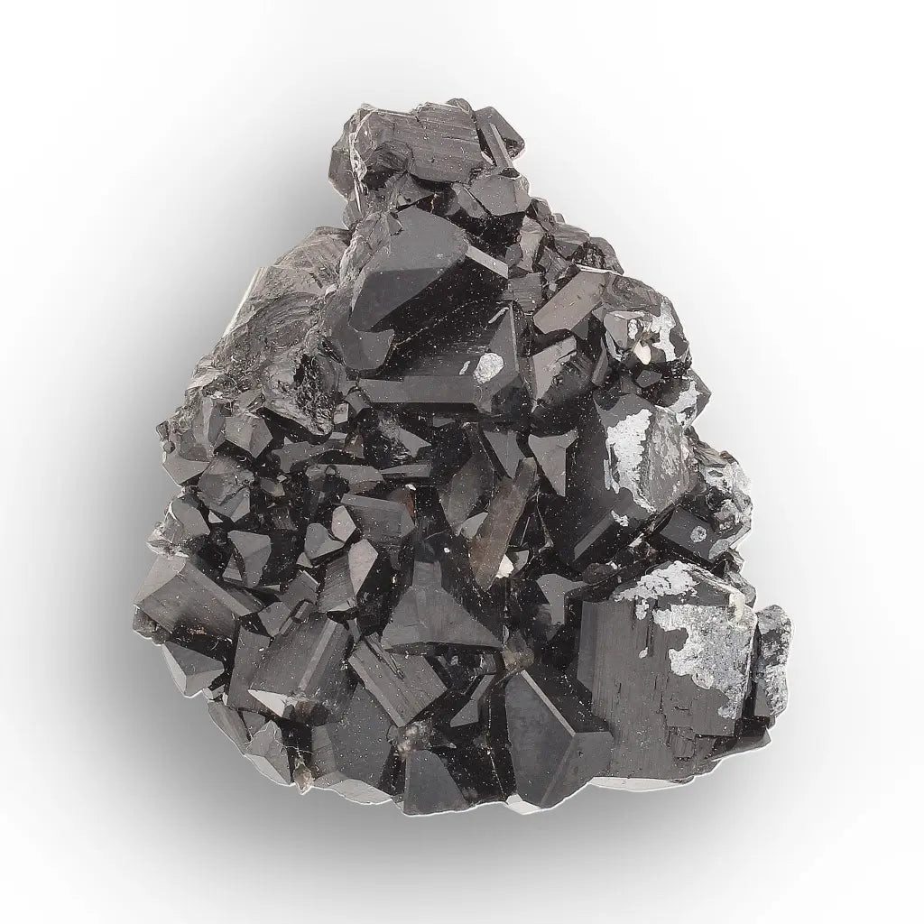 Schorl (Black Tourmaline) with Hyalite Opal & Smoky Quartz from Namibia