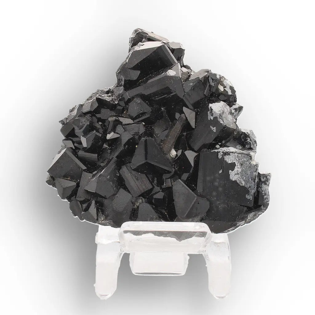 Schorl (Black Tourmaline) with Hyalite Opal & Smoky Quartz from Namibia