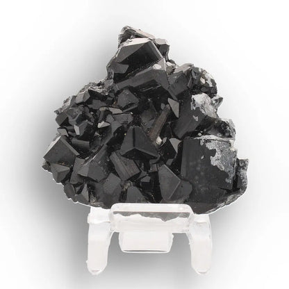 Schorl (Black Tourmaline) with Hyalite Opal & Smoky Quartz from Namibia