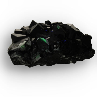 Schorl (Black Tourmaline) with Hyalite Opal & Smoky Quartz from Namibia