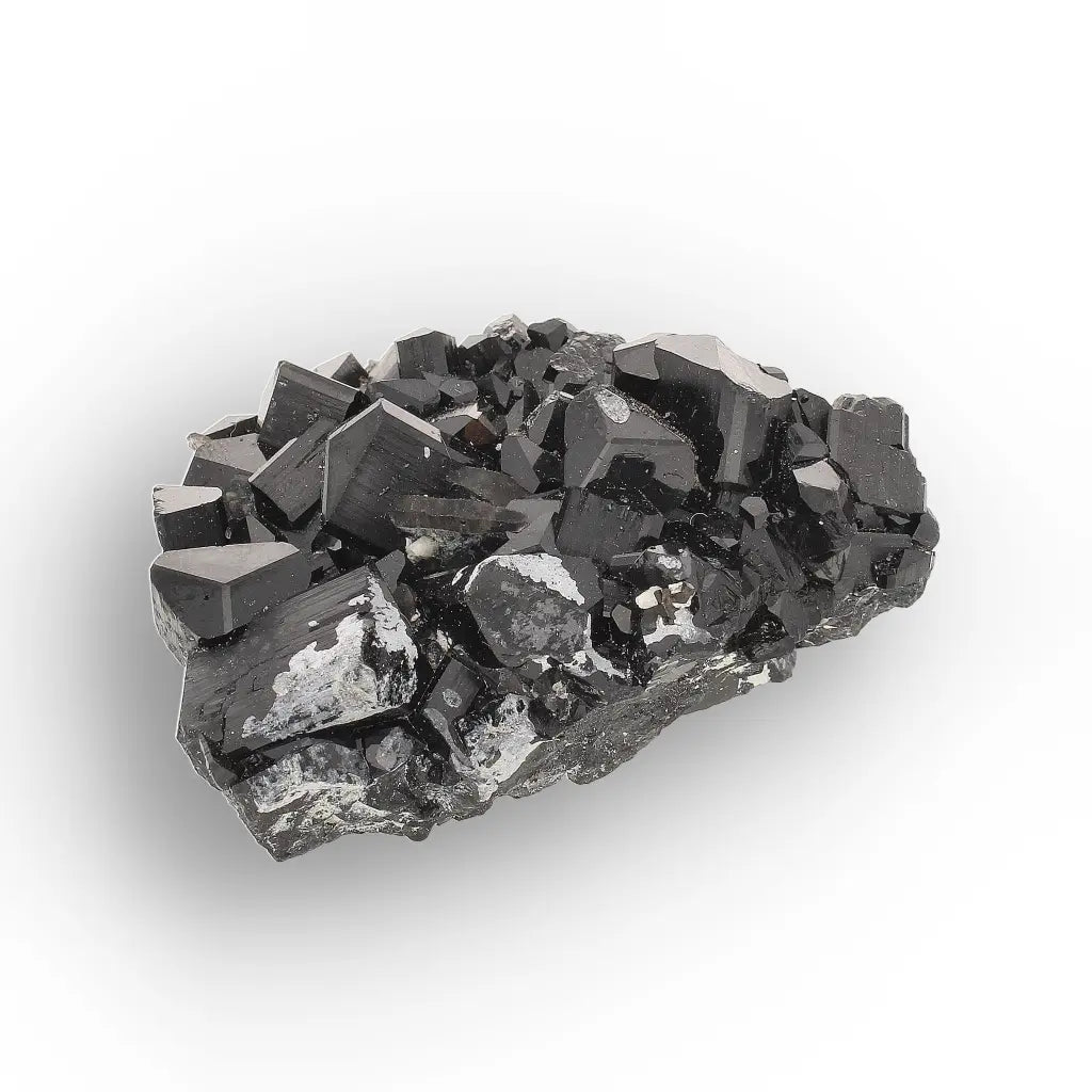 Schorl (Black Tourmaline) with Hyalite Opal & Smoky Quartz from Namibia
