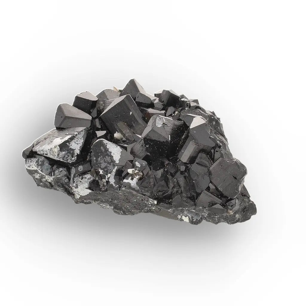 Schorl (Black Tourmaline) with Hyalite Opal & Smoky Quartz from Namibia