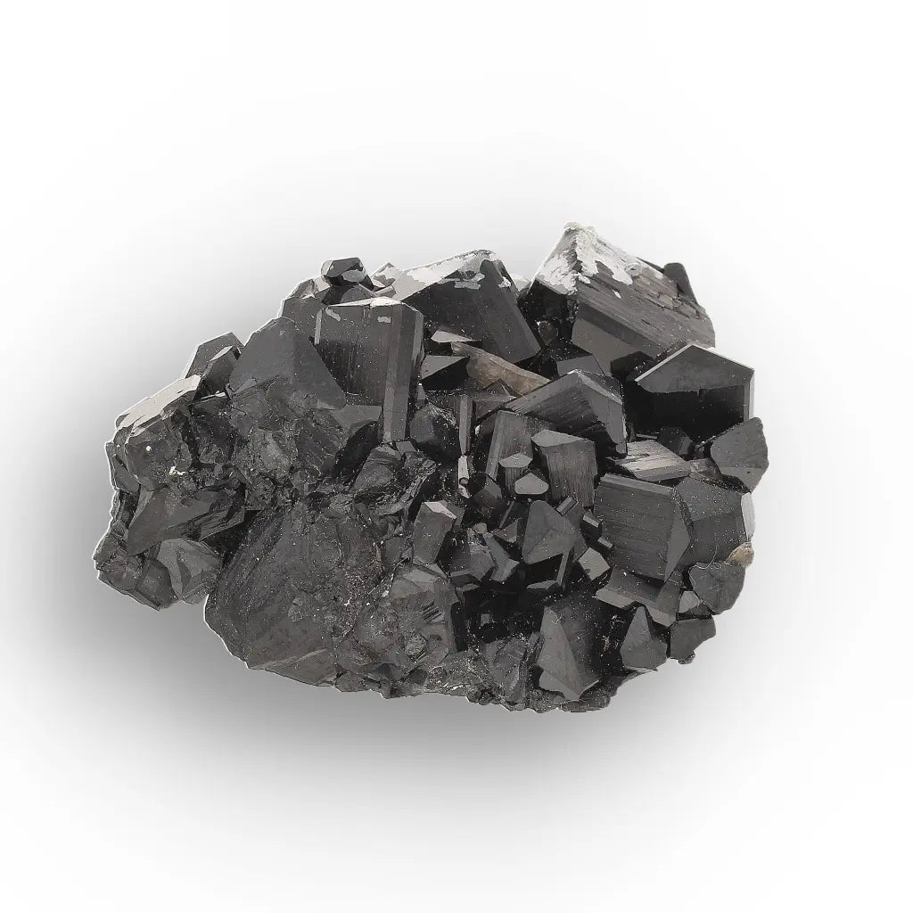 Schorl (Black Tourmaline) with Hyalite Opal & Smoky Quartz from Namibia
