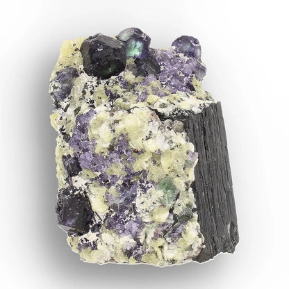 Black Tourmaline with Fluorite & Muscovite from Namibia