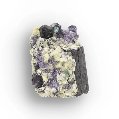Black Tourmaline with Fluorite & Muscovite from Namibia