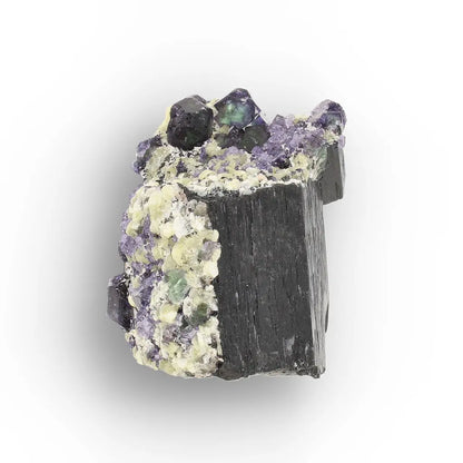 Black Tourmaline with Fluorite & Muscovite from Namibia