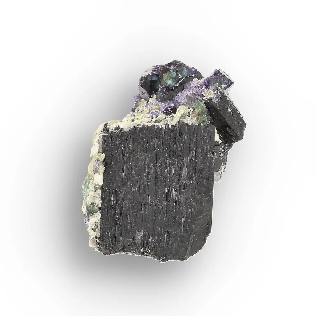 Black Tourmaline with Fluorite & Muscovite from Namibia