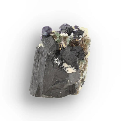 Black Tourmaline with Fluorite & Muscovite from Namibia