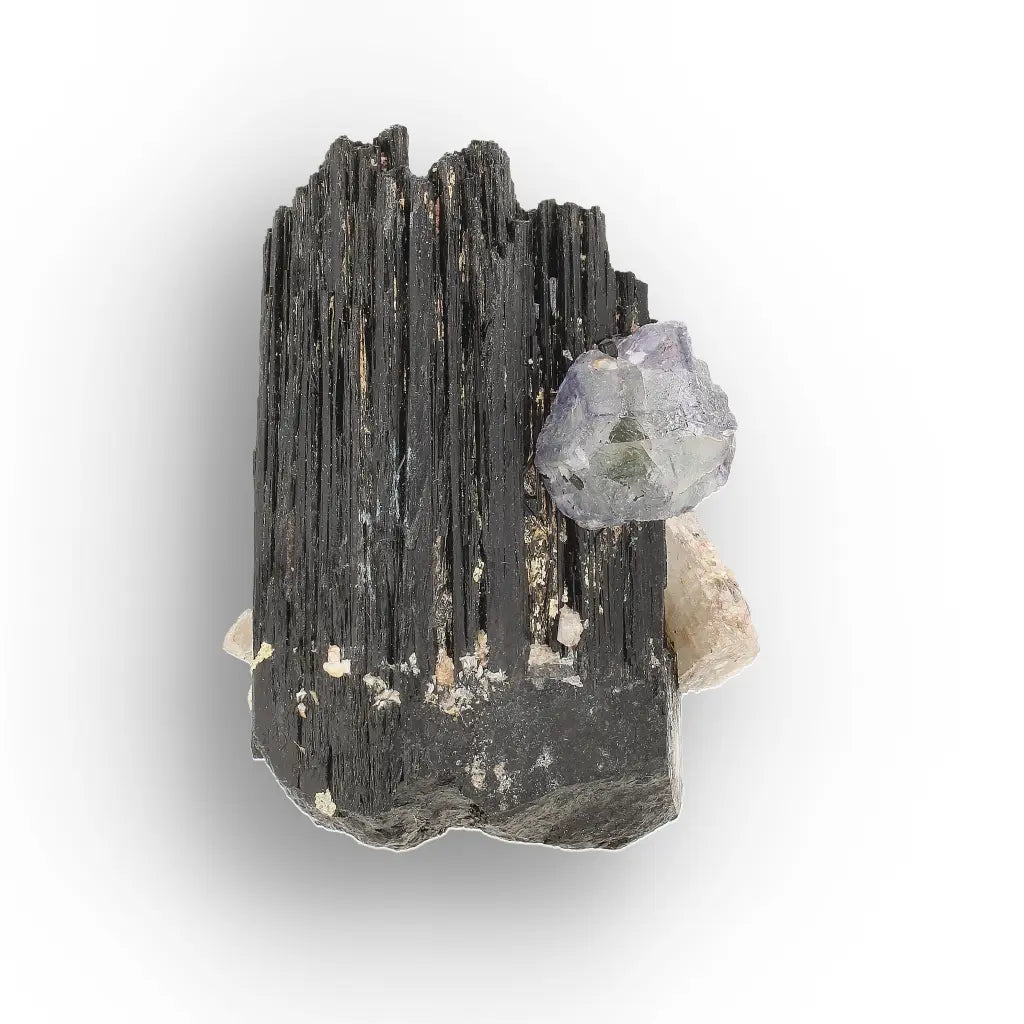 Black Tourmaline with Fluorite & Goshenite from Namibia