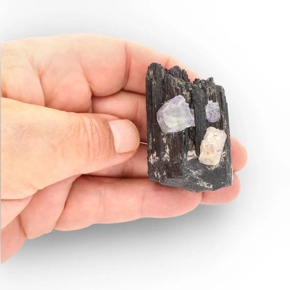 Black Tourmaline with Fluorite & Goshenite from Namibia