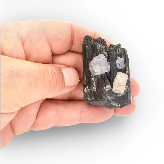Black Tourmaline with Fluorite & Goshenite from Namibia