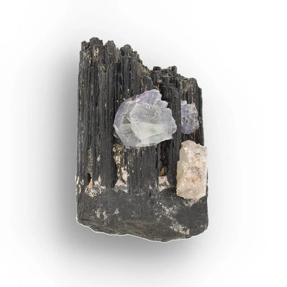 Black Tourmaline with Fluorite & Goshenite from Namibia