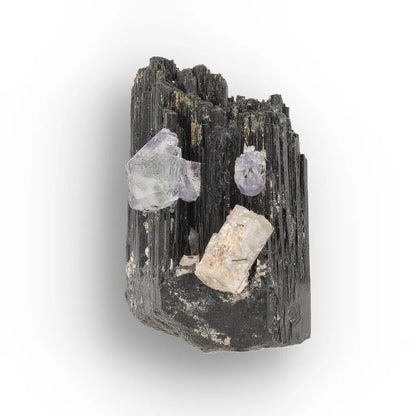 Black Tourmaline with Fluorite & Goshenite from Namibia