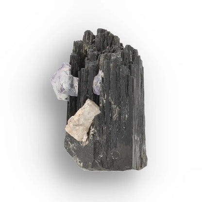 Black Tourmaline with Fluorite & Goshenite from Namibia